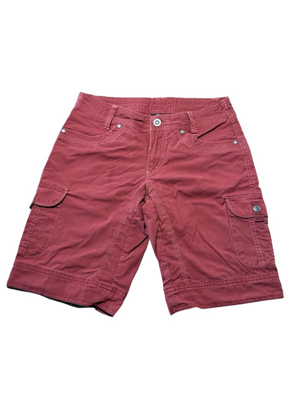 Kuhl Cargo Shorts Womens 4 Red Splash 11’ Bermuda Hiking Outdoor Snap Gorpcore